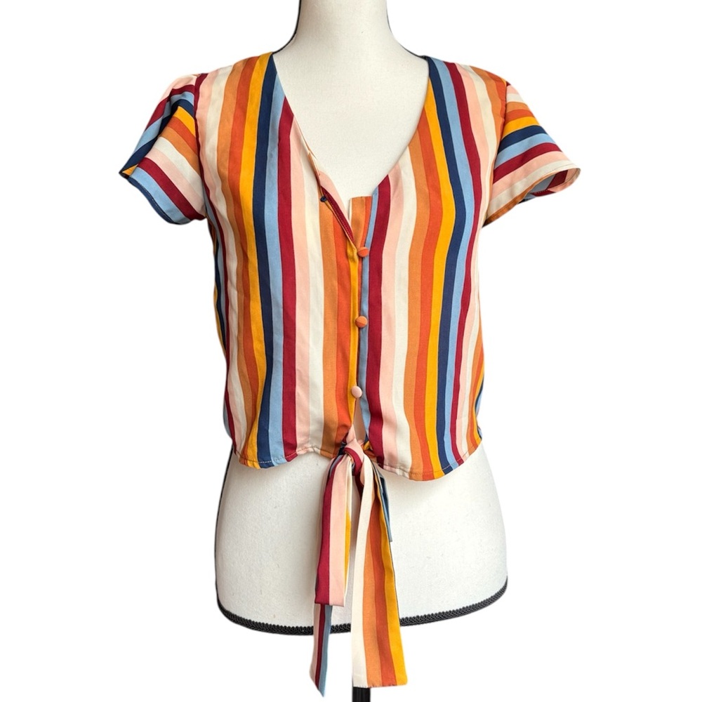 E&M Striped Button Down Blouse